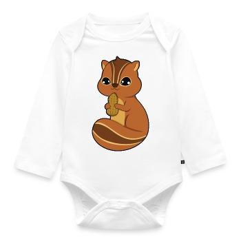 chipmunk - Organic Longsleeve Baby Bodysuit - white - Front