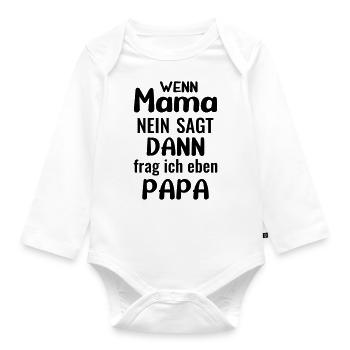 Mama Papa Sohn Tochter Eltern Erziehung lustig - Baby Bio-Langarm-Body - Weiß - Vorne