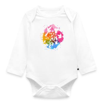 pigeons,deaf,birds,flocks of birds,colorful,graffiti, - Organic Longsleeve Baby Bodysuit - white - Front