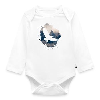 eagle,painting,grey,flies,bird,mountains,landscape - Organic Longsleeve Baby Bodysuit - white - Front