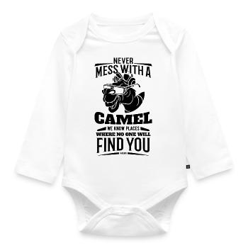 Never Mess With A Camel - Organic Longsleeve Baby Bodysuit - white - Front