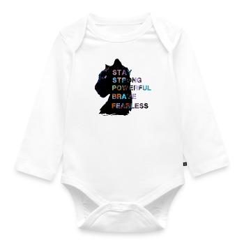 fearless,panther,black,stay fearless,strong - Organic Longsleeve Baby Bodysuit - white - Front