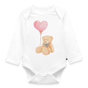 Teddy mit Luftballon - Baby Bio-Langarm-Body - Weiß - Vorne