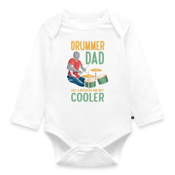 Drôle de batteur Papa Tambour Père Papa - Body Bébé bio manches longues - blanc - Devant