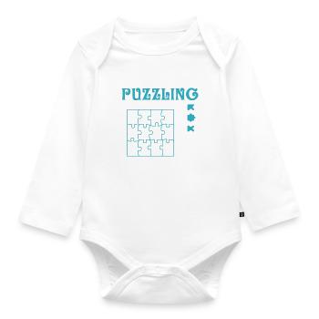 Jigsaw Puzzler Hobby Puzzling Funny Saying - Organic Longsleeve Baby Bodysuit - white - Front