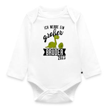 Dinosaurier Dino Jungs Coolster Großer Bruder 2023 - Baby Bio-Langarm-Body - Weiß - Vorne