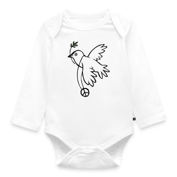 Friedenstaube - Baby Bio-Langarm-Body - Weiß - Vorne