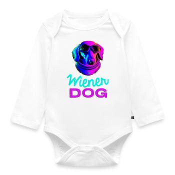 Viennese Dog Synthwave Dog Gift Retro - Organic Longsleeve Baby Bodysuit - white - Front