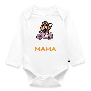 Beagle Mama Biker Hund Geschenk Retro - Baby Bio-Langarm-Body - Weiß - Vorne