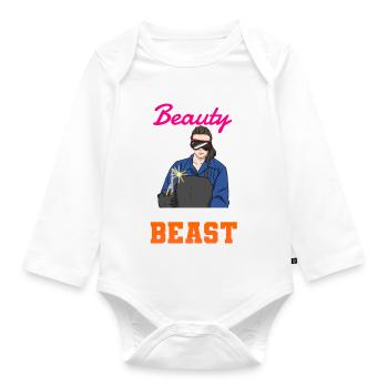 Look Like A Beauty Weld Like A Beast Welder - Organic Longsleeve Baby Bodysuit - white - Front