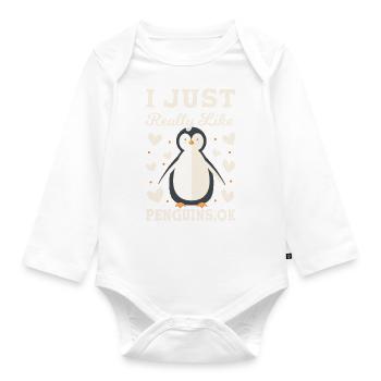 I Just Really Like Penguins Ok Funny Penguin - Baby Bio-Langarm-Body - Weiß - Vorne