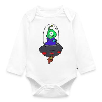 Alien Wear "DAN" - Baby Bio-Langarm-Body - Weiß - Vorne
