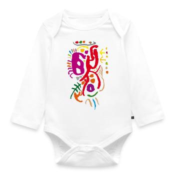 Muster Farben Ornament ORGANISCH - Baby Bio-Langarm-Body - Weiß - Vorne