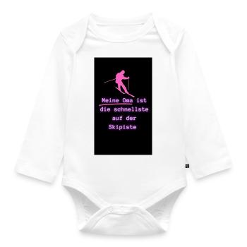 Schnellste Oma auf der Skipiste - Baby Bio-Langarm-Body - Weiß - Vorne