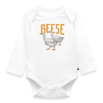 Des oies me font sourire Une oie sauvage mignonne - Body Bébé bio manches longues - blanc - Devant