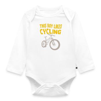 Junge mag Radfahren, Cardio Fahrrad, Hobbysport - Baby Bio-Langarm-Body - Weiß - Vorne