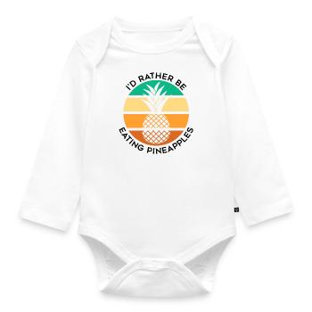 Manger des ananas, des fruits d'été, des fruits - Body Bébé bio manches longues - blanc - Devant