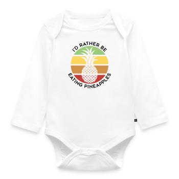 Manger des ananas, c'est ironique, dire été - Body Bébé bio manches longues - blanc - Devant