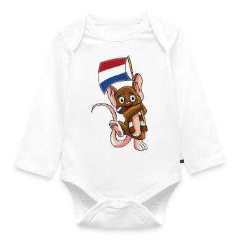 Holländer Fan Maus - Baby Bio-Langarm-Body - Weiß - Vorne