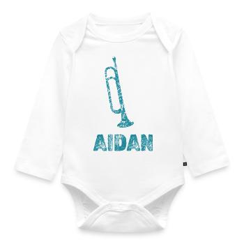 Prénom Aidan - Body Bébé bio manches longues - blanc - Devant