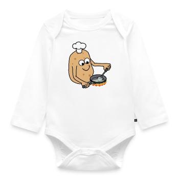 Cute Potatoes Hobby Chef Cooking Vegetables - Organic Longsleeve Baby Bodysuit - white - Front