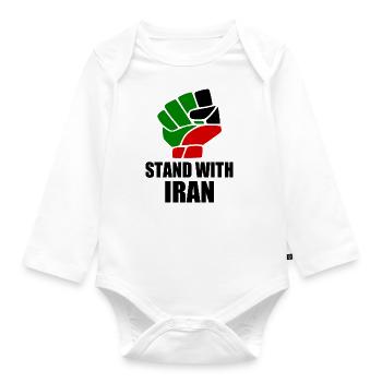 Stand with iran - Organic Longsleeve Baby Bodysuit - white - Front