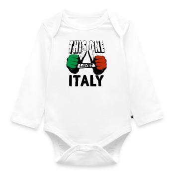 Italie Drapeau Drapeau vintage Celui-ci aime l’Italie - Body Bébé bio manches longues - blanc - Devant