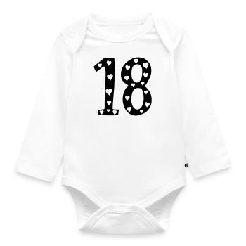 18 Anniversaire Coeur - Body Bébé bio manches longues - blanc - Devant