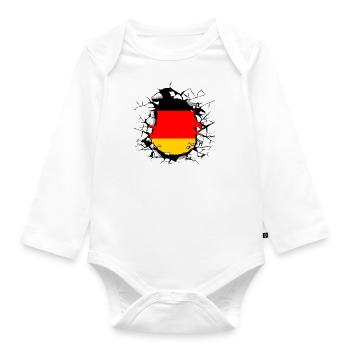 Allemagne Drapeau allemand Drapeau allemand Utilisé Regarder à la maison - Body Bébé bio manches longues - blanc - Devant