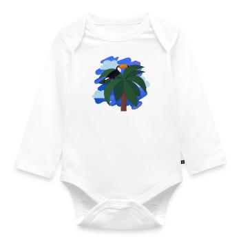 Toucan (palm tree, sky) - Organic Longsleeve Baby Bodysuit - white - Front
