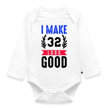 look good 32 - Baby Bio-Langarm-Body - Weiß - Vorne