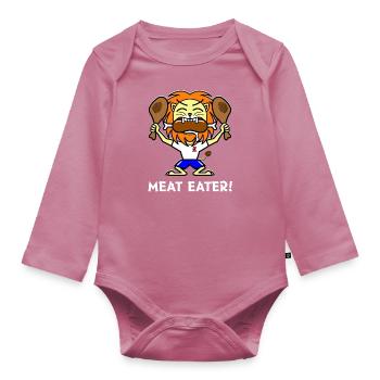 Meat Eater ! - Organic Longsleeve Baby Bodysuit - mauve - Front