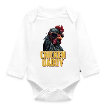 Poulet Papa Poulets Fête des pères Volaille Éleveur Coq - Body Bébé bio manches longues - blanc - Devant