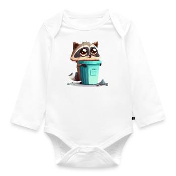 Trash Panda - Organic Longsleeve Baby Bodysuit - white - Front