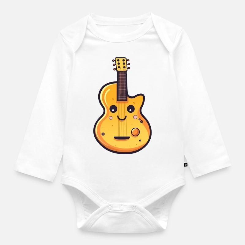 Guitare dans le style comique - Body Bébé bio manches longues - blanc