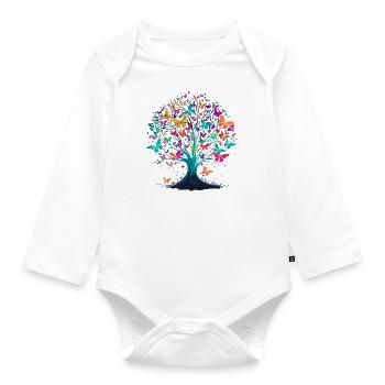 Schmetterling Baum Natur Raube Insekt - Baby Bio-Langarm-Body - Weiß - Vorne