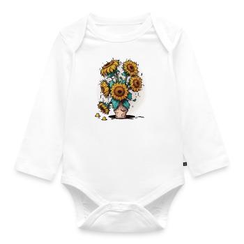 Sonnenblumen in voller Blüte - Baby Bio-Langarm-Body - Weiß - Vorne
