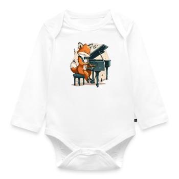 Musical Fox - Organic Longsleeve Baby Bodysuit - white - Front
