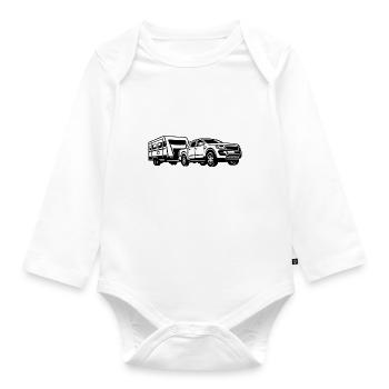 Camper and Caravan Saying-Funny Camper Motif - Organic Longsleeve Baby Bodysuit - white - Front