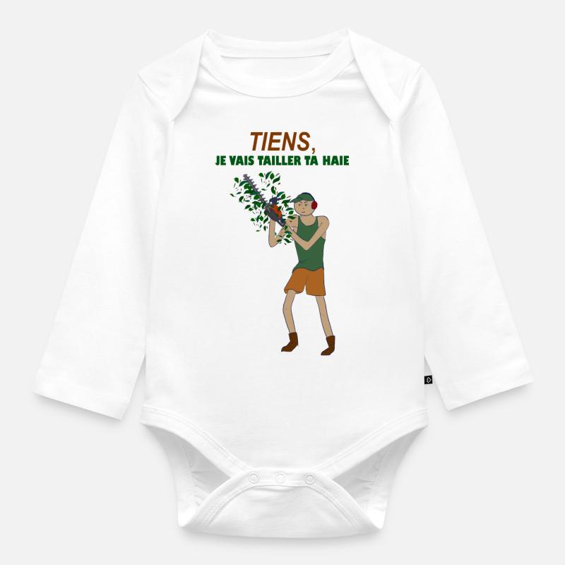 Hier schneide ich deine Hecke - Baby Bio-Langarm-Body - Weiß