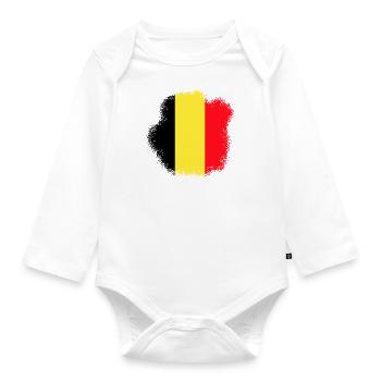 Drapeau de la Belgique Drapeau belge vintage Look usé - Body Bébé bio manches longues - blanc - Devant