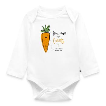 Tee-shirt original, "fonctionne à la carotte" - Body Bébé bio manches longues - blanc - Devant
