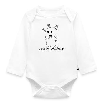 Illustration drôle de fantôme mignon - Body Bébé bio manches longues - blanc - Devant
