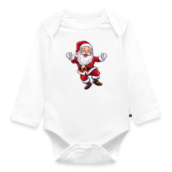 Cheerful laughing Santa Claus with beard - Organic Longsleeve Baby Bodysuit - white - Front