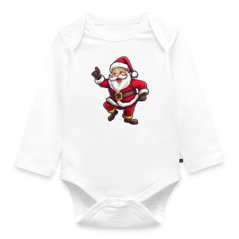 Santa Claus Drabbing with beard and hat - Organic Longsleeve Baby Bodysuit - white - Front