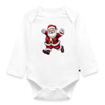 Christmas Santa Claus with hat and beard - Organic Longsleeve Baby Bodysuit - white - Front