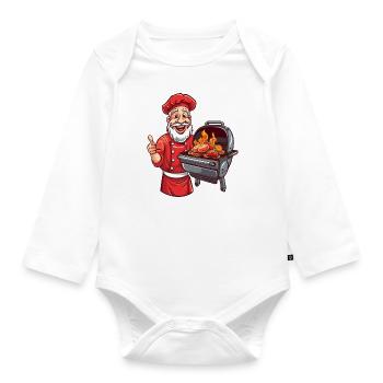 Fire Magic BBQ Santa Claus with Beard and Embers - Organic Longsleeve Baby Bodysuit - white - Front