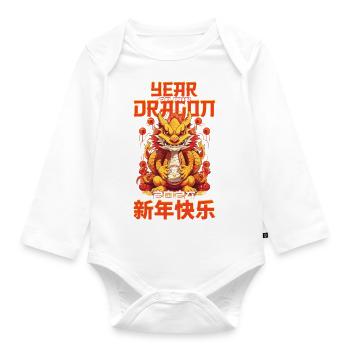 Year Of The Dragon Happy Chinese New Year 2024 - Organic Longsleeve Baby Bodysuit - white - Front