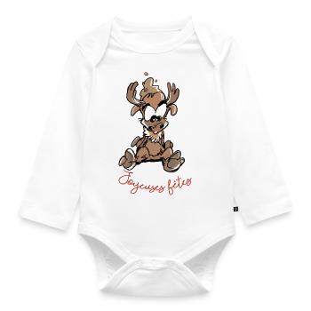 cerf de noel - Body Bébé bio manches longues - blanc - Devant