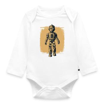 Vintage Robot Illustration - Body Bébé bio manches longues - blanc - Devant